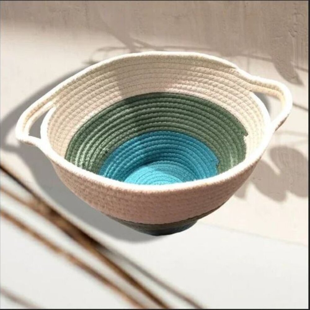 🐣Unique Boho Tricolor Macrame Basket Hand Crafted in Canada Bohemian Home Decor